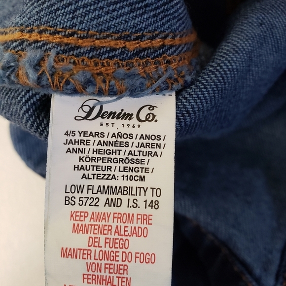 Denim Co Girls Overalls Jumper Jean Button Dress Size 4-5 Years - Picture 5 of 10